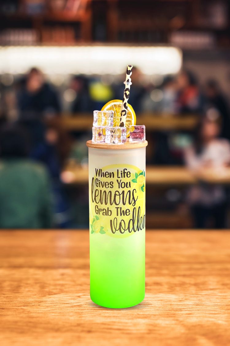 25Oz Ombre Frosted Glass Tumbler