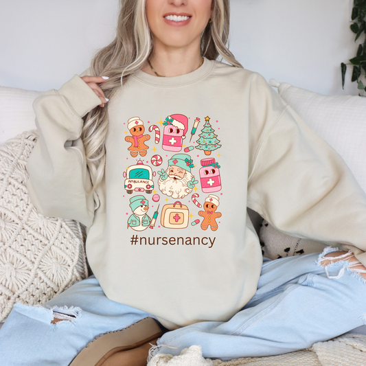 Personalized Nurse Christmas Sweatshirt (DTF Print)
